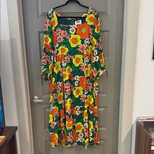 Vibrant Floral Long Sleeve Dress